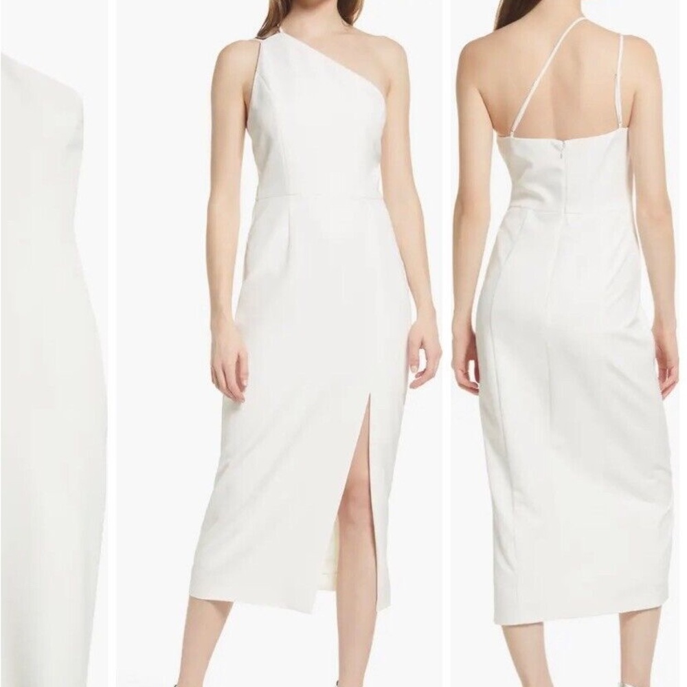 WAYF One Shoulder Ivory Midi Dress XS